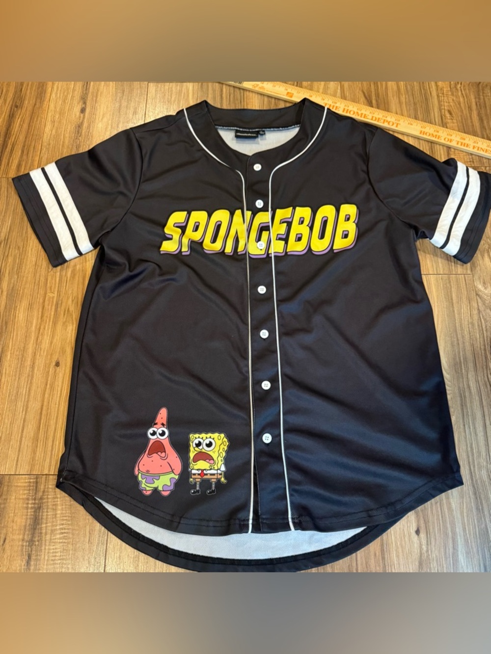 SpongeBob Nickelodeon Baseball Jersey Men’s L Black Button Up Graphic Shirt